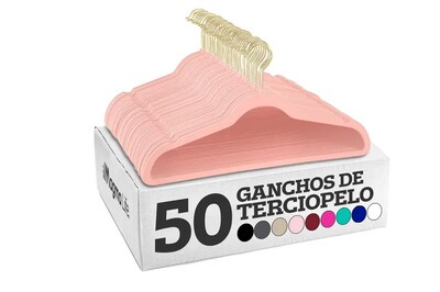 Foto 1 | Foto 1 | Ganchos Xtellar Para Ropa De Terciopelo Premium - 50 Unidades - Diseño Dorado Giratorio De 360°, Antideslizante - Ideal Para Tod