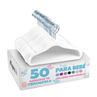 Foto 1 | Foto 1 | Magmalife 50 Ganchos De Terciopelo Blanco Para Bebé 29 Cm Antideslizantes Con Gancho Giratorio