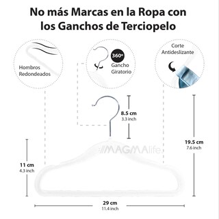 Foto 2 | Foto 2 | Magmalife 50 Ganchos De Terciopelo Blanco Para Bebé 29 Cm Antideslizantes Con Gancho Giratorio