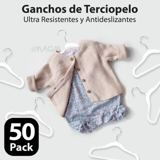 Foto 4 | Foto 4 | Magmalife 50 Ganchos De Terciopelo Blanco Para Bebé 29 Cm Antideslizantes Con Gancho Giratorio