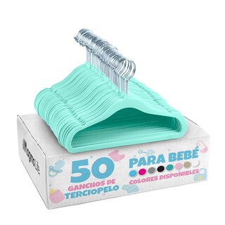 Foto 1 | Foto 1 | Magmalife 50 Ganchos De Terciopelo Para Bebé Menta 29 Cm Antideslizantes Con Gancho Giratorio