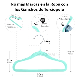 Foto 2 | Foto 2 | Magmalife 50 Ganchos De Terciopelo Para Bebé Menta 29 Cm Antideslizantes Con Gancho Giratorio