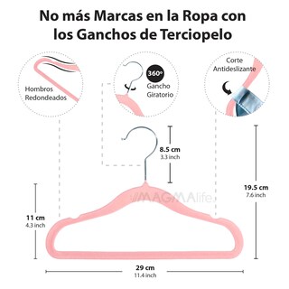 Foto 2 | Foto 2 | Magmalife 50 Ganchos Para Ropa De Bebé Terciopelo Rosa Claro 29 Cm Con Gancho 360° Antideslizante
