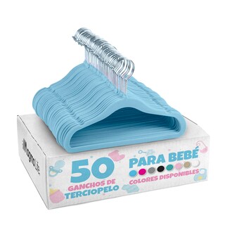 Foto 1 | Foto 1 | Magmalife 50 Ganchos Para Ropa De Bebé Terciopelo Azul Claro 29 Cm Con Gancho 360° Antideslizante