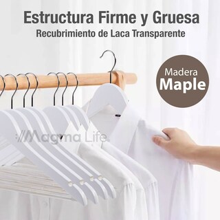 Foto 5 | Foto 5 | Magma Life 20 Ganchos De Madera Blanca Para Ropa Giratorios Y Antideformación