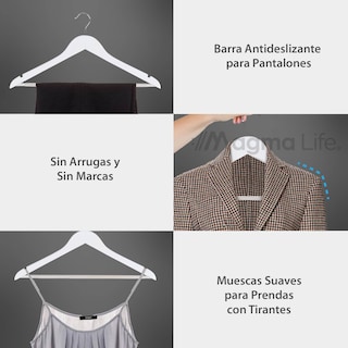 Foto 7 | Foto 7 | Magma Life 20 Ganchos De Madera Blanca Para Ropa Giratorios Y Antideformación