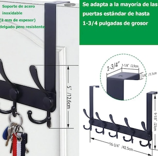 Foto 3 | Foto 3 | Juego De 2 Percheros Xtellar De Acero Inoxidable Con 5 Ganchos Para Puerta - Elegancia Y Organización En Tus Espacios
