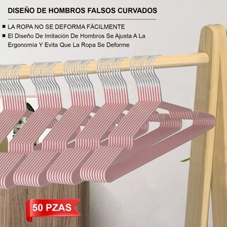 Foto 2 | Foto 2 | Kit 50 Ganchos Para Ropa Antideslizantes Metalicos Perchas Ropa Eo Safe Imports Esi-20585 Rosa
