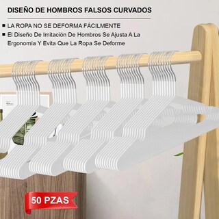 Foto 2 | Foto 2 | Kit 50 Ganchos Para Ropa Antideslizantes Metalicos Perchas Ropa Eo Safe Imports Esi-20583 Blanco
