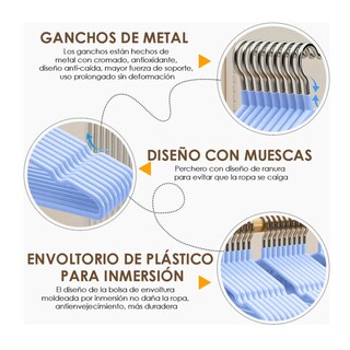 Foto 5 | Foto 5 | 20 Ganchos Para Ropa Metálicos Organizador Ropa Lab.g Azul