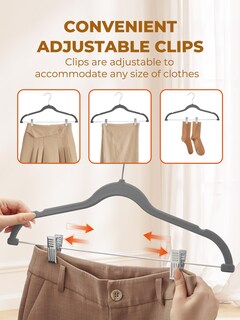 Foto 5 | Foto 5 | Perchas De Terciopelo Para Faldas House Day Color Gris Paquete De 36 Con Clips - Venta Internacional.