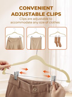 Foto 5 | Foto 5 | Perchas De Terciopelo Para Faldas House Day Paquete De 36 Color Beige Con Clips - Venta Internacional.