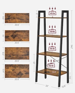 Foto 3 | Foto 3 | Ladder Shelf Vasagle Ulls44x - Estantería Para Libros De 4 Niveles