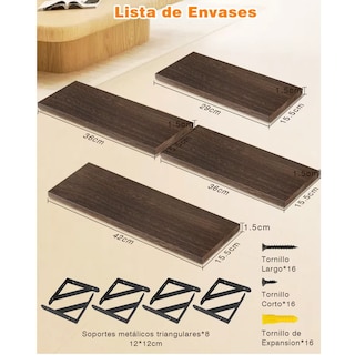 Foto 2 | Foto 2 | Repisas Flotantes Madera Modernas Estantes Baño 4 Pzs Eo Safe Imports Esi-17185 Marron