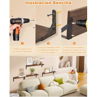 Foto 3 | Foto 3 | Repisas Flotantes Madera Modernas Estantes Baño 4 Pzs Eo Safe Imports Esi-17185 Marron