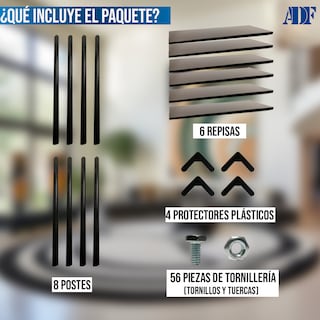 Foto 6 | Foto 6 | Anaquel Metálico Adf Con 6 Repisas Estante Organizador 190x84x45 Cm. Carga 360 Kg, Color Negro