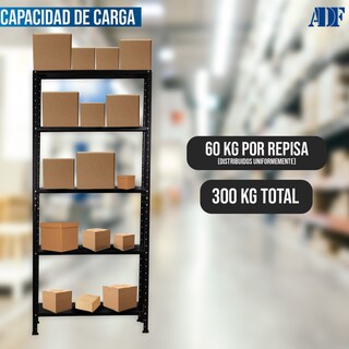 Foto 7 | Foto 7 | Anaquel Metálico Adf Con 5 Repisas Estante Organizador 190x84x45 Cm. Carga 300 Kg, Color Negro