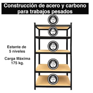 Foto 7 | Foto 7 | Estante Anaquel Organizador Metal 5 Niveles Hogar Oficina Color Negro