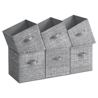 Foto 1 | Foto 1 | Songmics Cubos De Almacenamiento De Tela No Tejida De 33 Cm Con Asas Dobles, Juego De 6, Organizadores De Armario, Gris