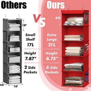 Foto 3 | Foto 3 | Organizador De Armario Simple Houseware 5 Estantes Para Colgar Rojo - Venta Internacional.