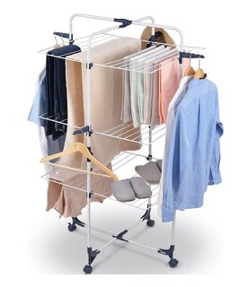 Foto 5 | Foto 5 | Tendedero Plegable Ropa 3 Niveles Portátil Metal Con Ruedas Blanco
