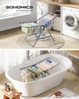 Foto 2 | Foto 2 | Tendedero De Ropa Songmics, Pequeño, 2 Niveles, Acero Gris Tórtola - Venta Internacional.