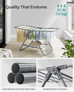 Foto 7 | Foto 7 | Tendedero De Ropa Songmics, Pequeño, 2 Niveles, Acero Gris Tórtola - Venta Internacional.