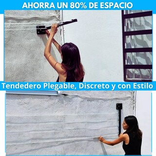 Foto 3 | Foto 3 | Tendederos Plegables Retractil Lab.g Ropa Plegable Reforzado Metal Negro