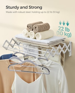 Foto 5 | Foto 5 | Tendedero De Ropa Songmics, De Pared, Ampliable, Blanco - Venta Internacional.