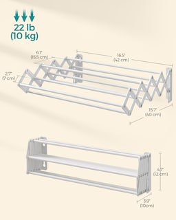 Foto 6 | Foto 6 | Tendedero De Ropa Songmics, De Pared, Ampliable, Blanco - Venta Internacional.