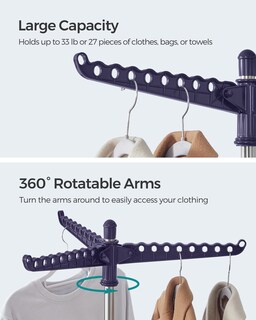 Foto 4 | Foto 4 | Tendedero De Ropa Songmics Plegable Con 3 Brazos Para 27 Prendas - Venta Internacional.