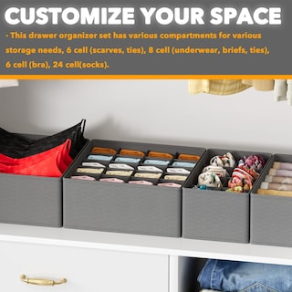Foto 6 | Foto 6 | Organizador De Cajones Spaceaid, Paquete De 4, Tocador Para Ropa Interior, Gris - Venta Internacional.