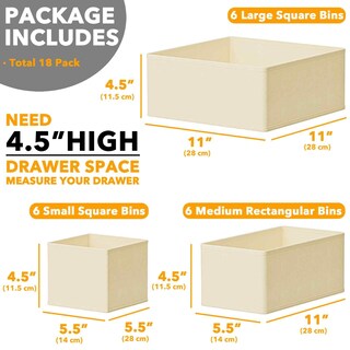Foto 6 | Foto 6 | Organizador De Cajones Spaceaid Para Ropa, Paquete De 18, Color Beige - Venta Internacional.