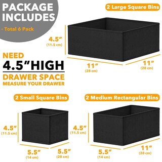 Foto 6 | Foto 6 | Organizador De Cajones Spaceaid Para Ropa, Paquete De 6 (negro) - Venta Internacional.