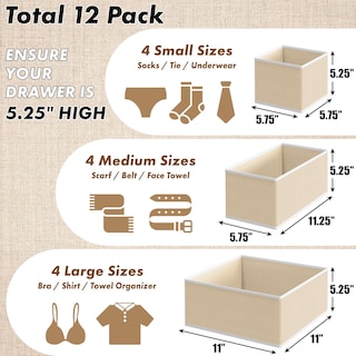 Foto 2 | Foto 2 | Set Organizador De Cajones Simple Houseware Plegable 12 Unidades Color Beige - Venta Internacional.