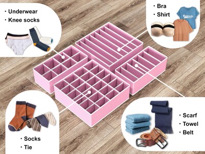 Foto 4 | Foto 4 | Set Organizador De Cajones Simple Houseware Paquete De 4 Unidades Color Rosa - Venta Internacional.