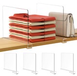 Separadores De Estantes Hblife Transparentes 30 Cm De Altura Organizador De Armario Paquete De 4 - Venta Internacional.