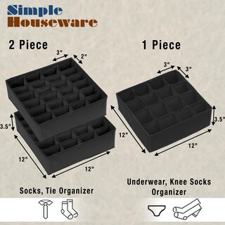 Foto 2 | Foto 2 | Organizador De Cajones Para Calcetines Artículos Sencillos Para El Hogar Paquete De 3 Negro - Venta Internacional.
