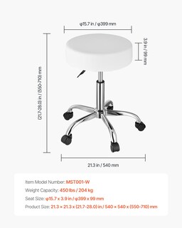 Foto 7 | Foto 7 | Taburete Rodante Vevor De 450 Kg De Capacidad Con Ruedas Y Ajuste De Altura - Venta Internacional.