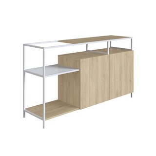 Foto 2 | Foto 2 | Buffete Bar Color Blanco Y Madera Con 6 Espacios De Almacenaje, Estructura Metálica Y Tableros De Madera Industrial