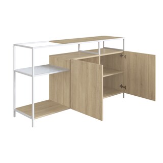 Foto 3 | Foto 3 | Buffete Bar Color Blanco Y Madera Con 6 Espacios De Almacenaje, Estructura Metálica Y Tableros De Madera Industrial