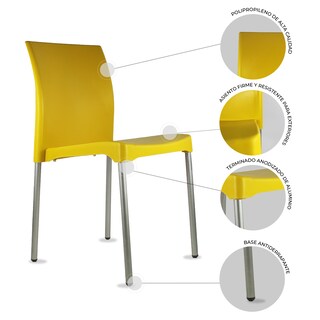 Foto 6 | Foto 6 | Paquete 4 Sillas Mundo In Vivanti Comedor Y Jardin Amarillo