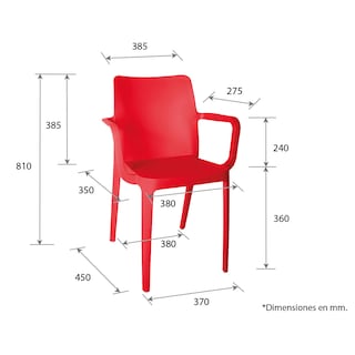 Foto 5 | Foto 5 | Silla Minimalista con Descansabrazos color Roja