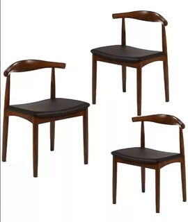 Foto 1 | Foto 1 | 3 Sillas para Comedor de Madera con Descansabrazos Moderna Chocolate