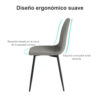 Foto 3 | Foto 3 | Juego De 4 Sillas De Comedor Diseño Moderno Yatahome Charlton Gris