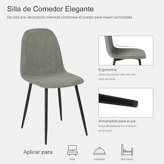 Foto 4 | Foto 4 | Juego De 4 Sillas De Comedor Diseño Moderno Yatahome Charlton Gris
