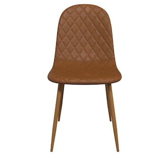 Foto 1 | Foto 1 | Silla De Comedor Café Con Asiento Y Respaldo En Tela De Cuero Sintético. Estructura De Metal Y Patas Efecto Madera