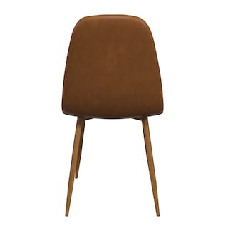 Foto 3 | Foto 3 | Silla De Comedor Café Con Asiento Y Respaldo En Tela De Cuero Sintético. Estructura De Metal Y Patas Efecto Madera