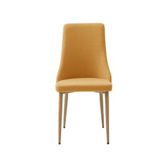Foto 1 | Foto 1 | Silla De Comedor Con Asiento Acolchado Tapizado En Tela Mostaza Con Patas De Metal Efecto Madera