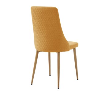 Foto 2 | Foto 2 | Silla De Comedor Con Asiento Acolchado Tapizado En Tela Mostaza Con Patas De Metal Efecto Madera